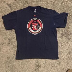 Majestic-athletic Men's Navy and Blue T-shirt